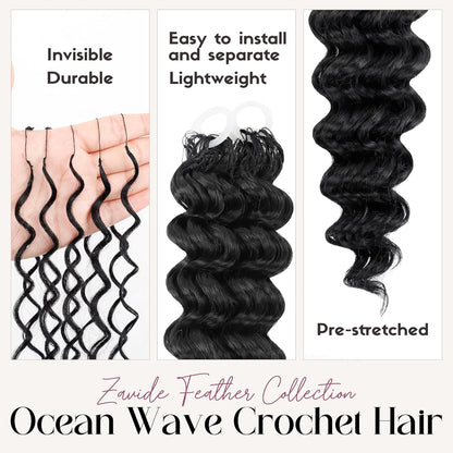 Ocean Wave Crochet 100% Human Hair - Boho Braiding Hair For Miracle Knots (50g/Pack)