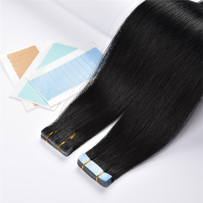 Premium Tape-in Human Hair Natural Color Straight – 20Pcs/Pack, Virgin Raw Hair, No Tangle, Seamless Blend