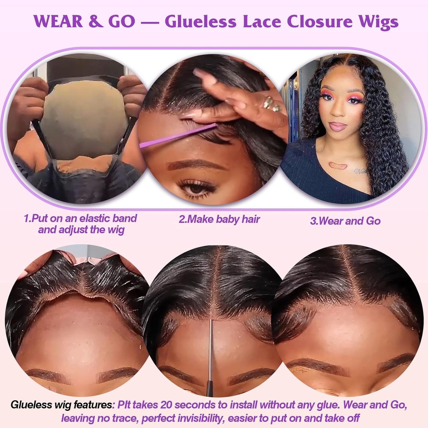 5x5 Lace Wear to Go Glueless Deep Wave Lace Closure Wig 100 Virgin Human Hair Natural Color Wig