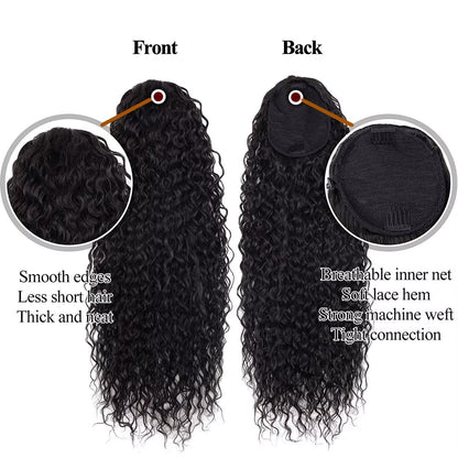 Mink Hair Clip in Draw String Ponytail Body Wave Deep Wave – 100% Human Hair, Adjustable Drawstring, Instant Glam