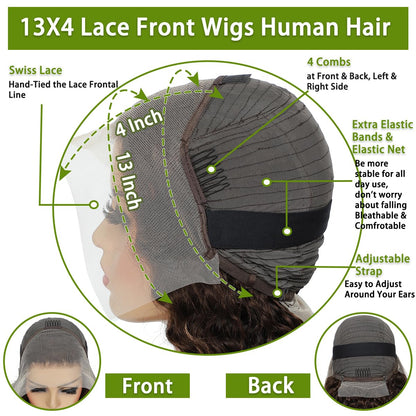 Chocolate Brown Loose Wave Wig – 13x4 Transparent Lace Front #4 100% Virgin Human Hair