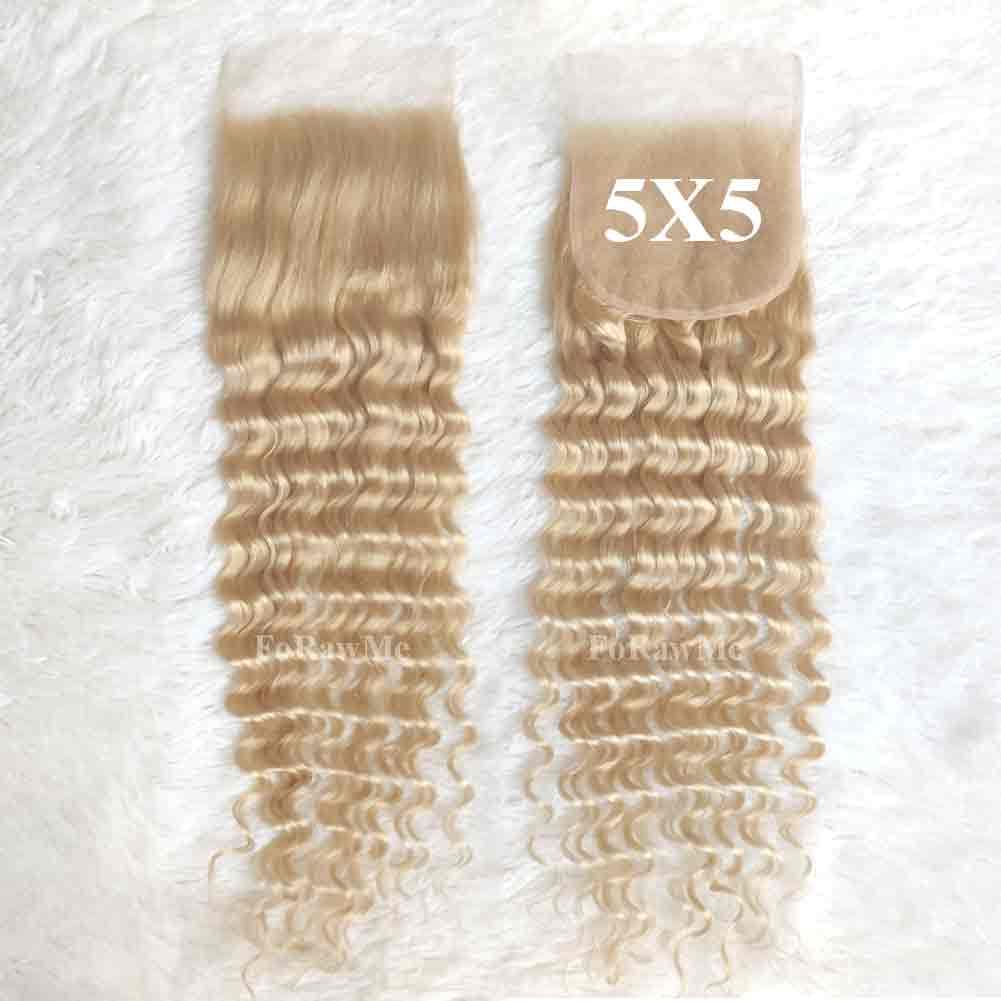 5X5 HD Lace Closure 613 Blonde Human Hair Deep Wave Swiss Lace, Skin-melt Lace, Invisible Lace – Virgin Remy Hair