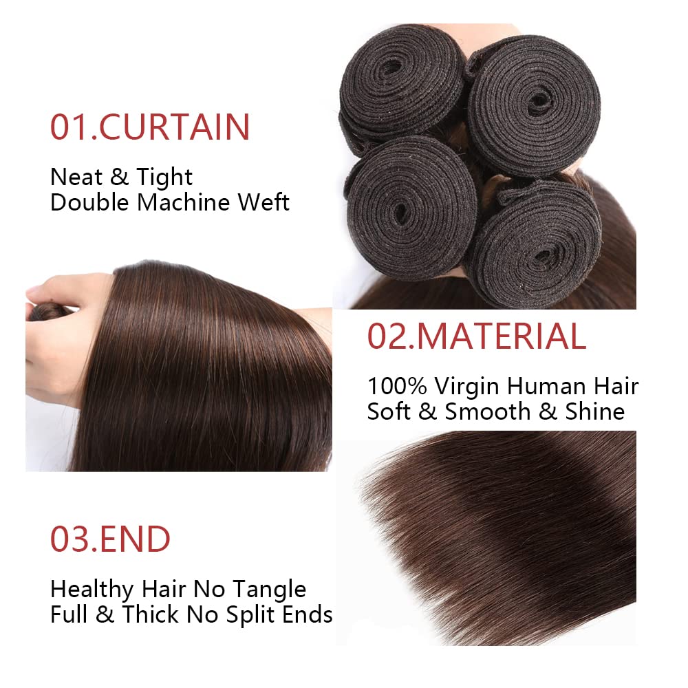 Holiday Deals: Medium Brown (#4) Straight 100% Human Hair
