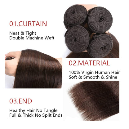Holiday Deals: Medium Brown (#4) Straight 100% Human Hair