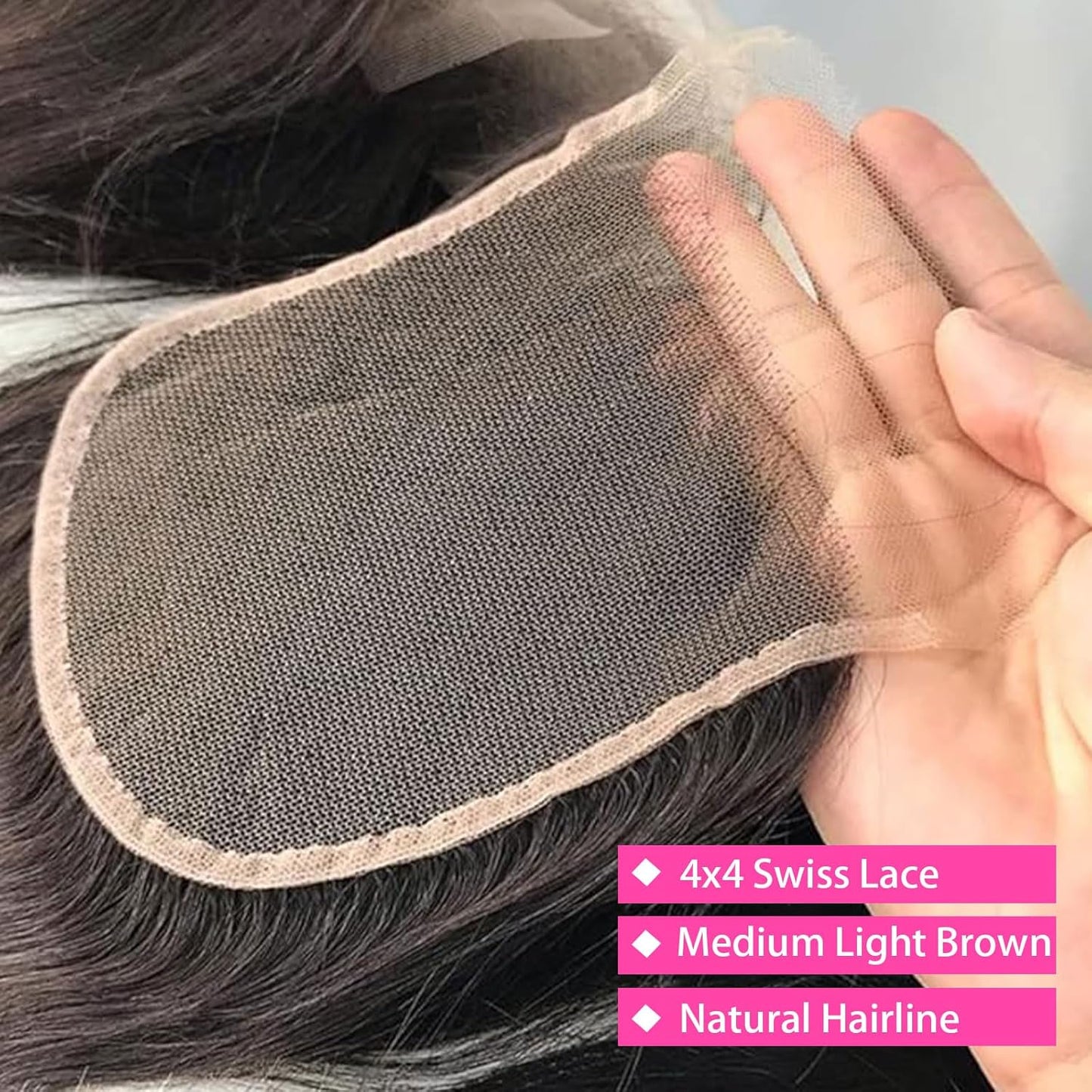4x4 HD Lace Closure Deep Wave – 100% Unprocessed Brazilian Virgin Human Hair | Pre-Plucked, Skin-Melt HD Lace