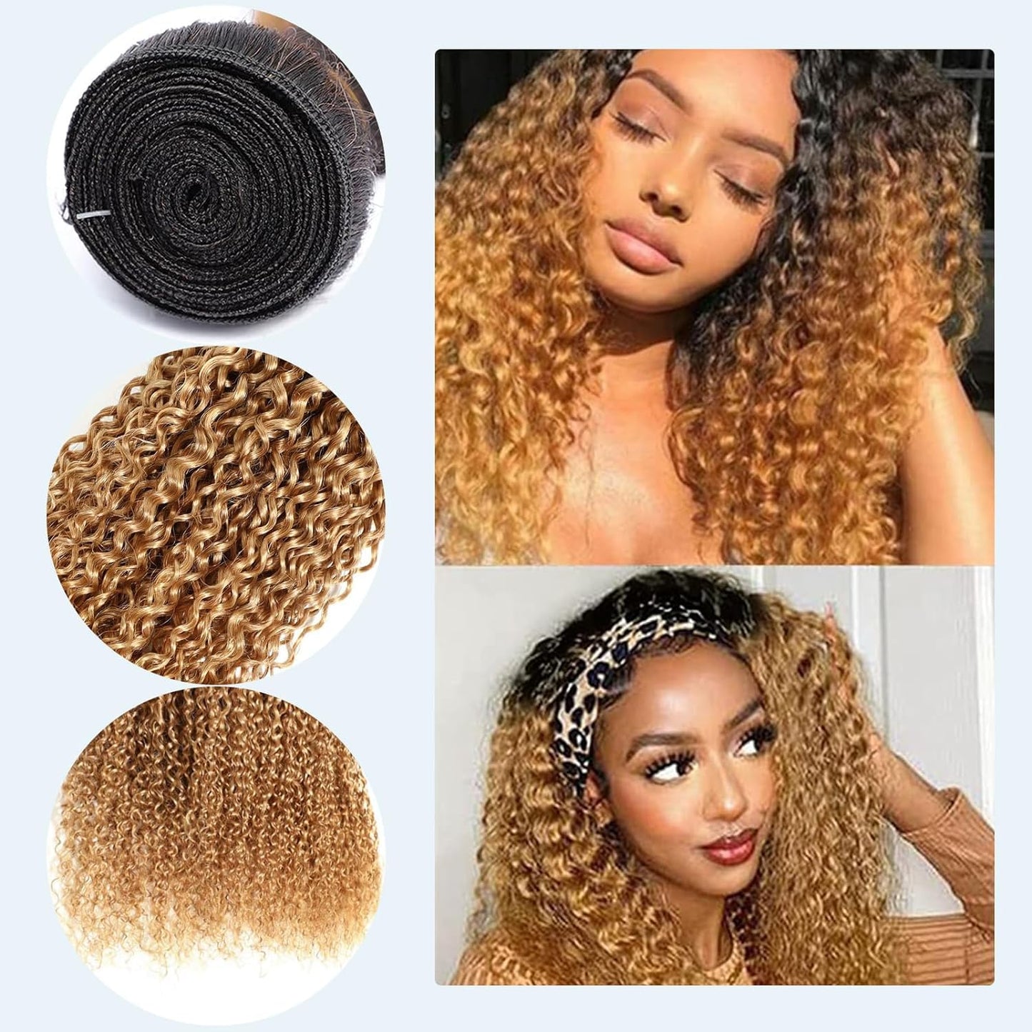 Ombre Black & Ash Blonde (1B/27) Jerry Curl 100% Virgin Human Hair Bundles | Defined Curls & Two-Tone