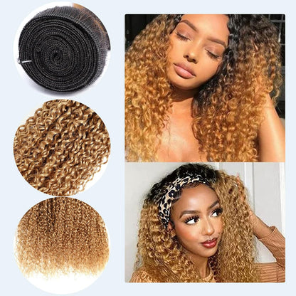 Ombre Black & Ash Blonde (1B/27) Jerry Curl 100% Virgin Human Hair Bundles | Defined Curls & Two-Tone