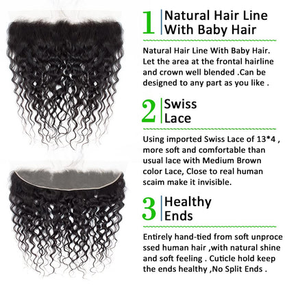 13x4 Transparent Lace Frontal Natural Wave Bleached Knots Brazilian Hair