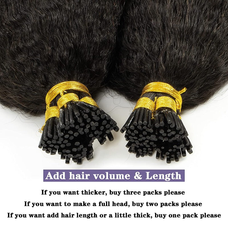 I-tip Premium Hair Extensions Natural Black Straight, Deep Wave, Kinky Straight – 100% Human Hair, Pre-Bonded
