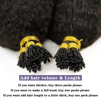 I-tip Premium Hair Extensions Natural Black Straight, Deep Wave, Kinky Straight – 100% Human Hair, Pre-Bonded