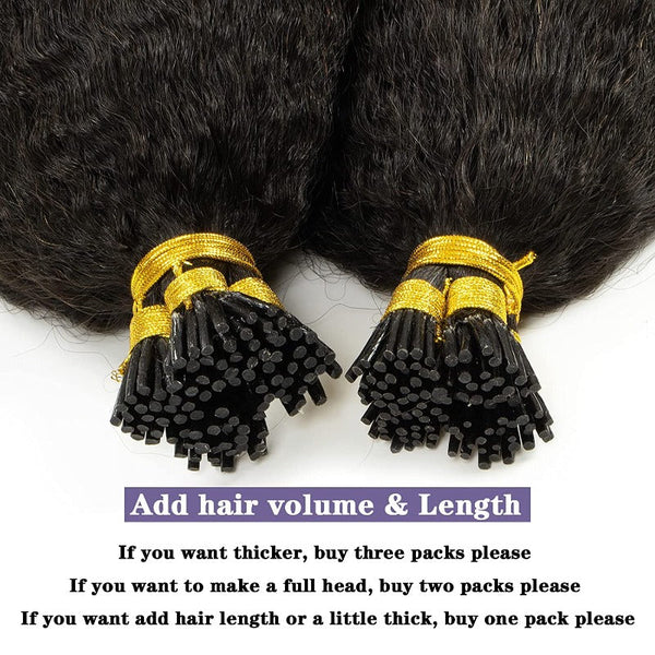 I-tip Premium Hair Extensions Natural Black Straight, Deep Wave, Kinky Straight – 100% Human Hair, Pre-Bonded