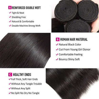 100% Affordable Human Hair Bundles - #1 Jet Black Straight Remy Hair Extensions (10"-30")