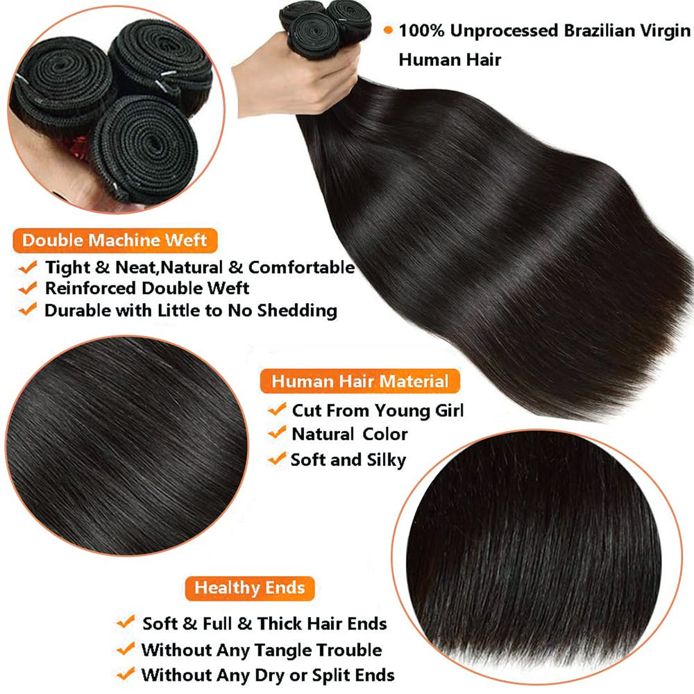 Natural Black Mink Straight Hair Bundles – 100% Unprocessed Virgin Remy Human Hair