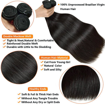 Natural Black Mink Straight Hair Bundles – 100% Unprocessed Virgin Remy Human Hair