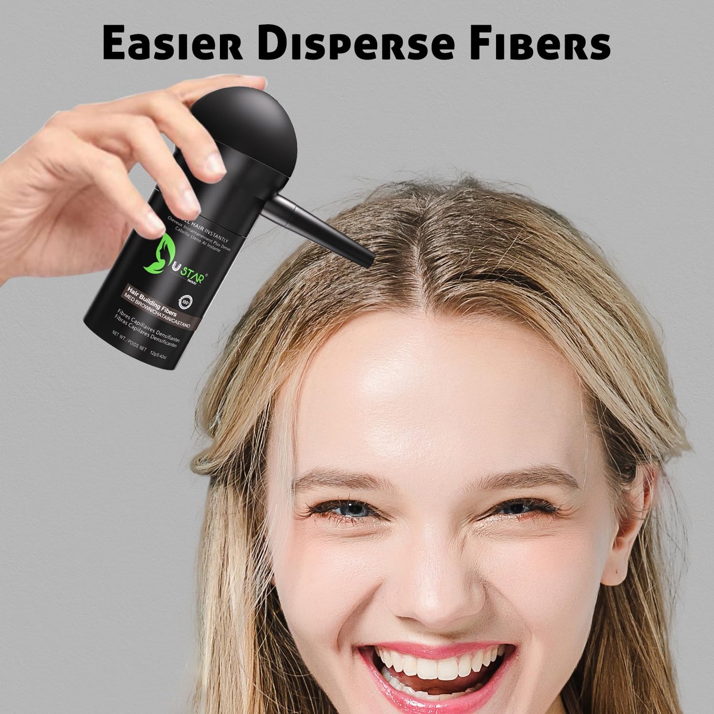Ustar Hair Building Fibers .97oz/27.5g  4 in 1 Gift Pack (Hair Fibers, Comb, Spray Applicator, FiberHold Spray)