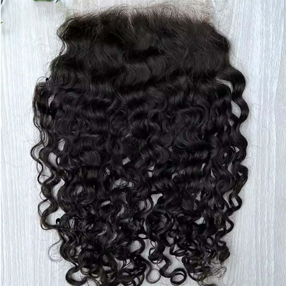 5x5 Transparent Lace Burmese Curl Lace Closure Brazilian Virgin Human Hair | Free Part, Bleached Knots