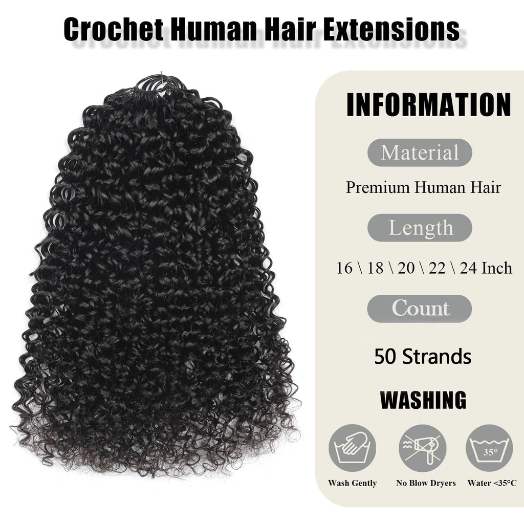 Jerry Curl Crochet 100% Human Hair - Boho Braiding Hair For Miracle Knots (50g/Pack)