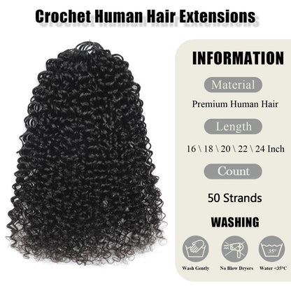 Jerry Curl Crochet 100% Human Hair - Boho Braiding Hair For Miracle Knots (50g/Pack)
