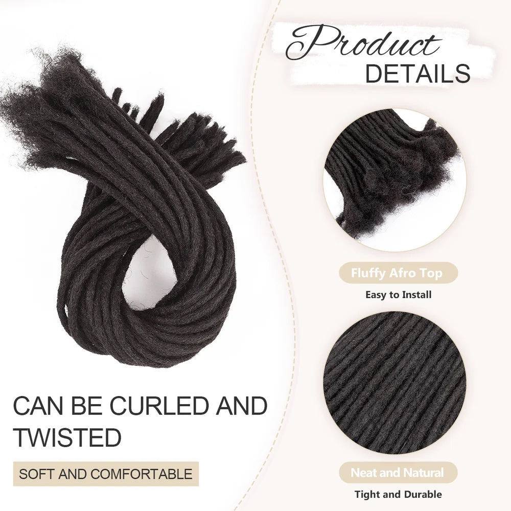 0.8cm Human Hair Loc Extensions Locs Dreads Hair Extensions For Men and Women (6-18 Inch)