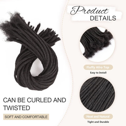 0.8cm Human Hair Loc Extensions Locs Dreads Hair Extensions For Men and Women (6-18 Inch)