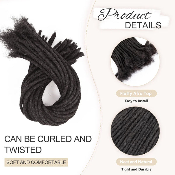 0.8cm Human Hair Loc Extensions Locs Dreads Hair Extensions For Men and Women (6-18 Inch)