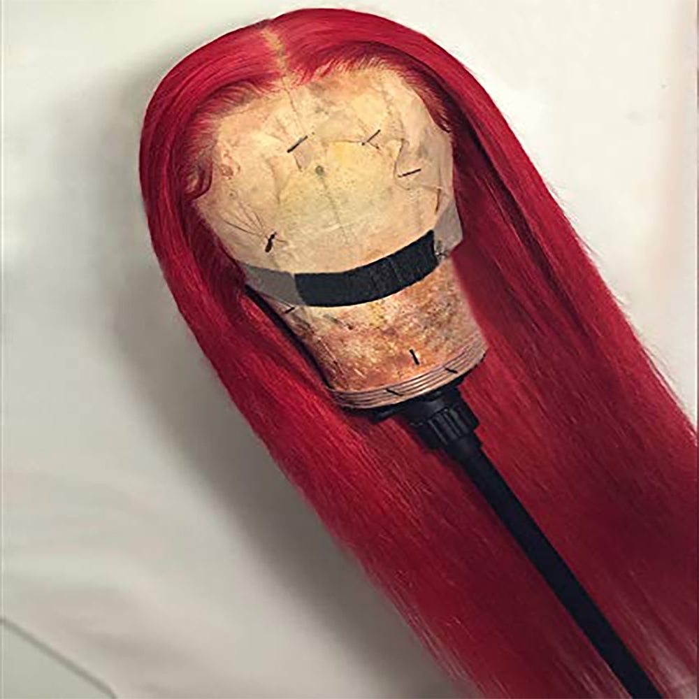 Red Straight 13x4  wig