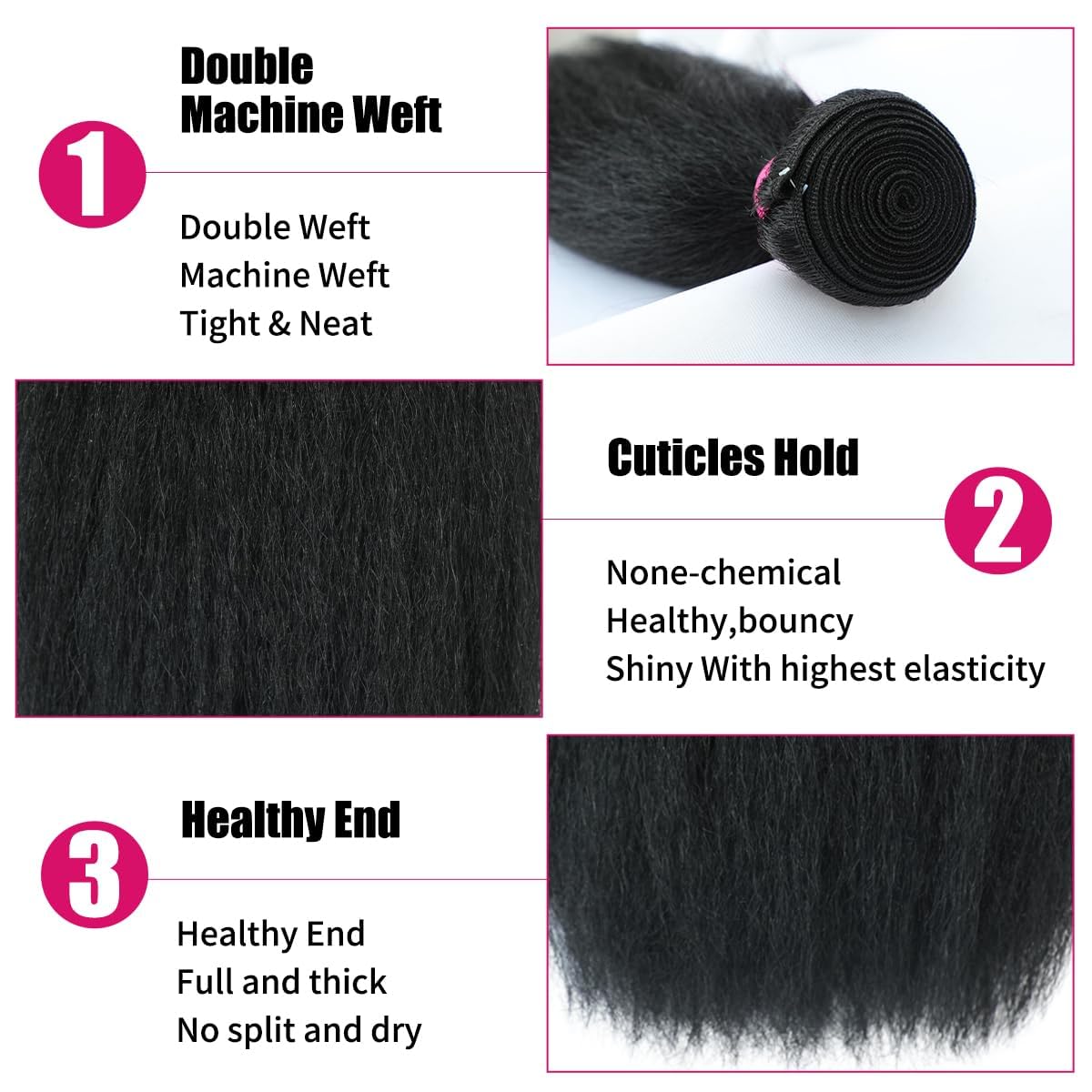 100% Human Hair Boho Braiding Hair - Kinky Straight Natural Black 100g/Bundle (Pre-Order)