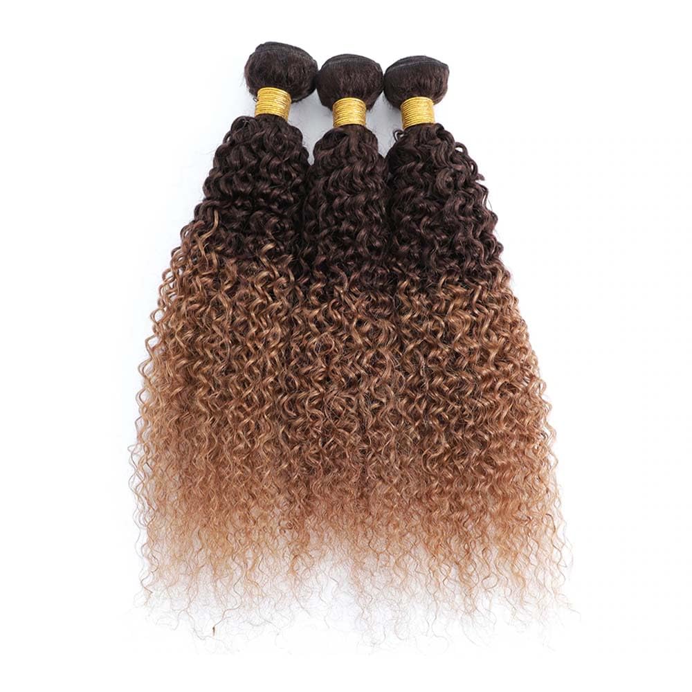 Ombre Dark to Light Brown (4/30) Jerry Curl 100% Virgin Human Hair Bundles | Natural Brown Gradient