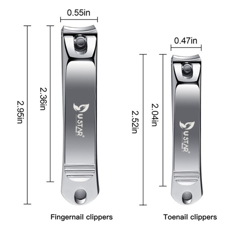 USTAR Nail Clipper Set Sharp Nail Clippers Fingernail Clippers Toenail Clippers Nail Care Cutter Stainless Steel Sturdy Nail Trimmer for Men and Women