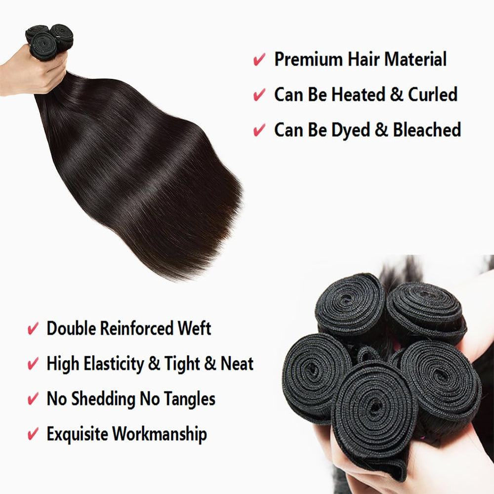 100% Affordable Human Hair Straight Bundles | Natural Black 1B | 10"-28" | Sleek Silky Weave