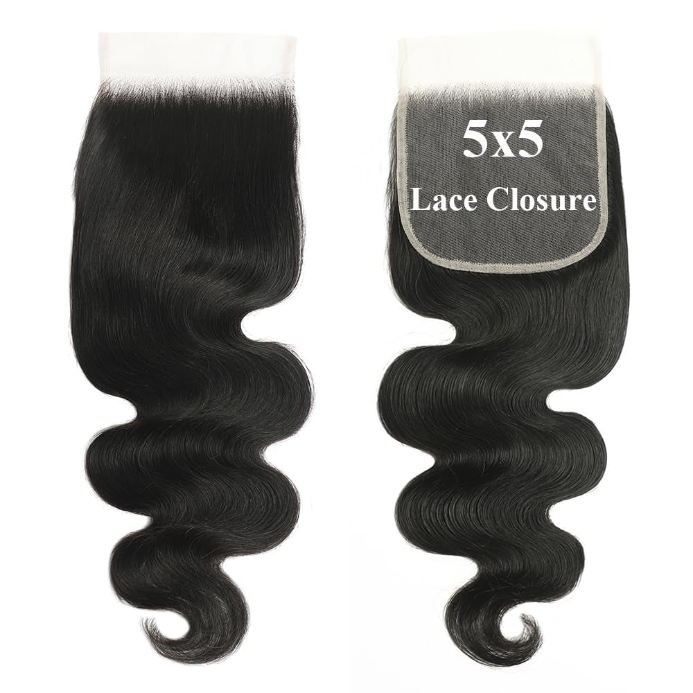 3 Bundles with 5x5 HD Lace Closure Body Wave 100% Virgin Human Hair