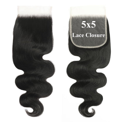 3 Bundles with 5x5 HD Lace Closure Body Wave 100% Virgin Human Hair