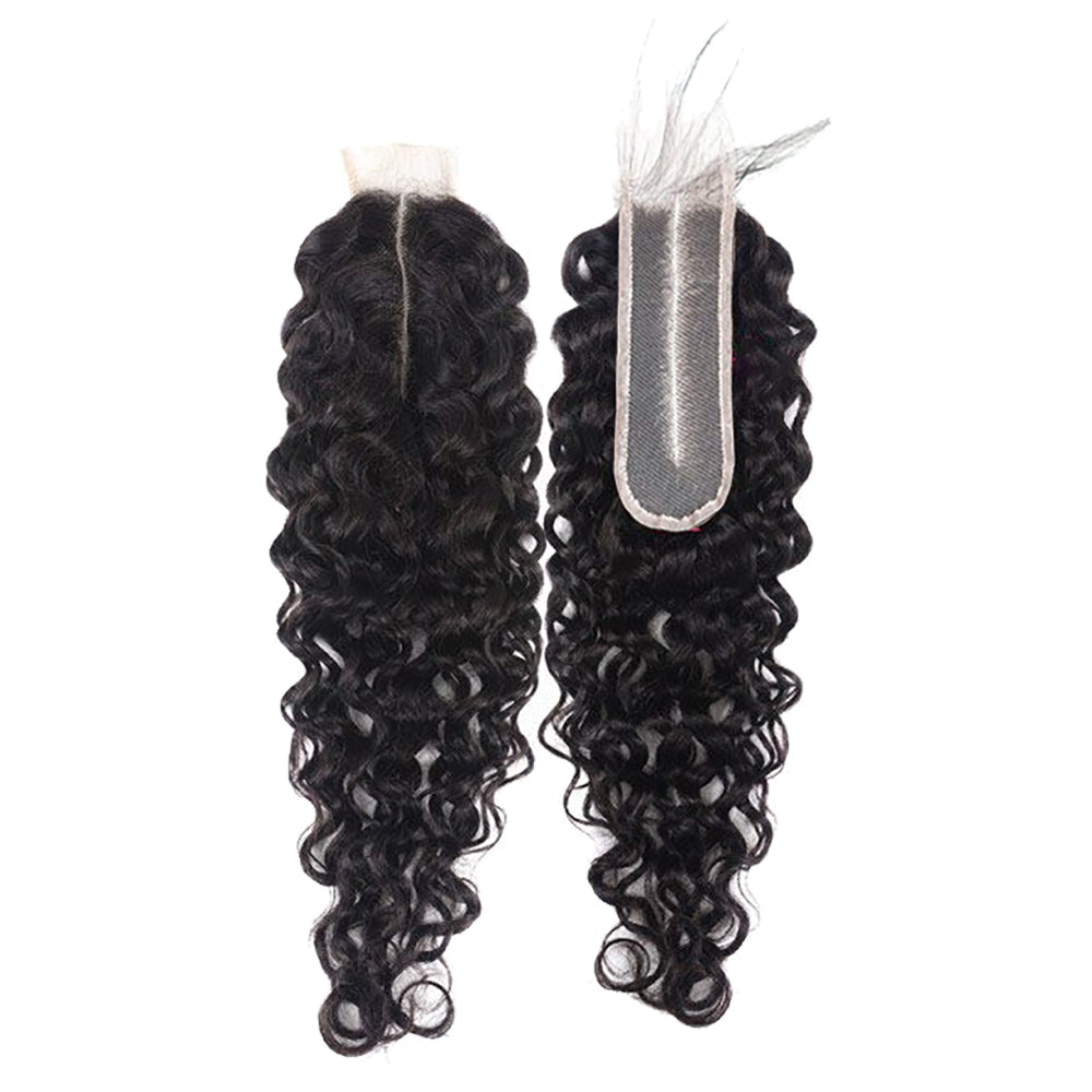 3 Bundles with 2x6 HD Lace Closure Deep Wave 100% Virgin Human Hair