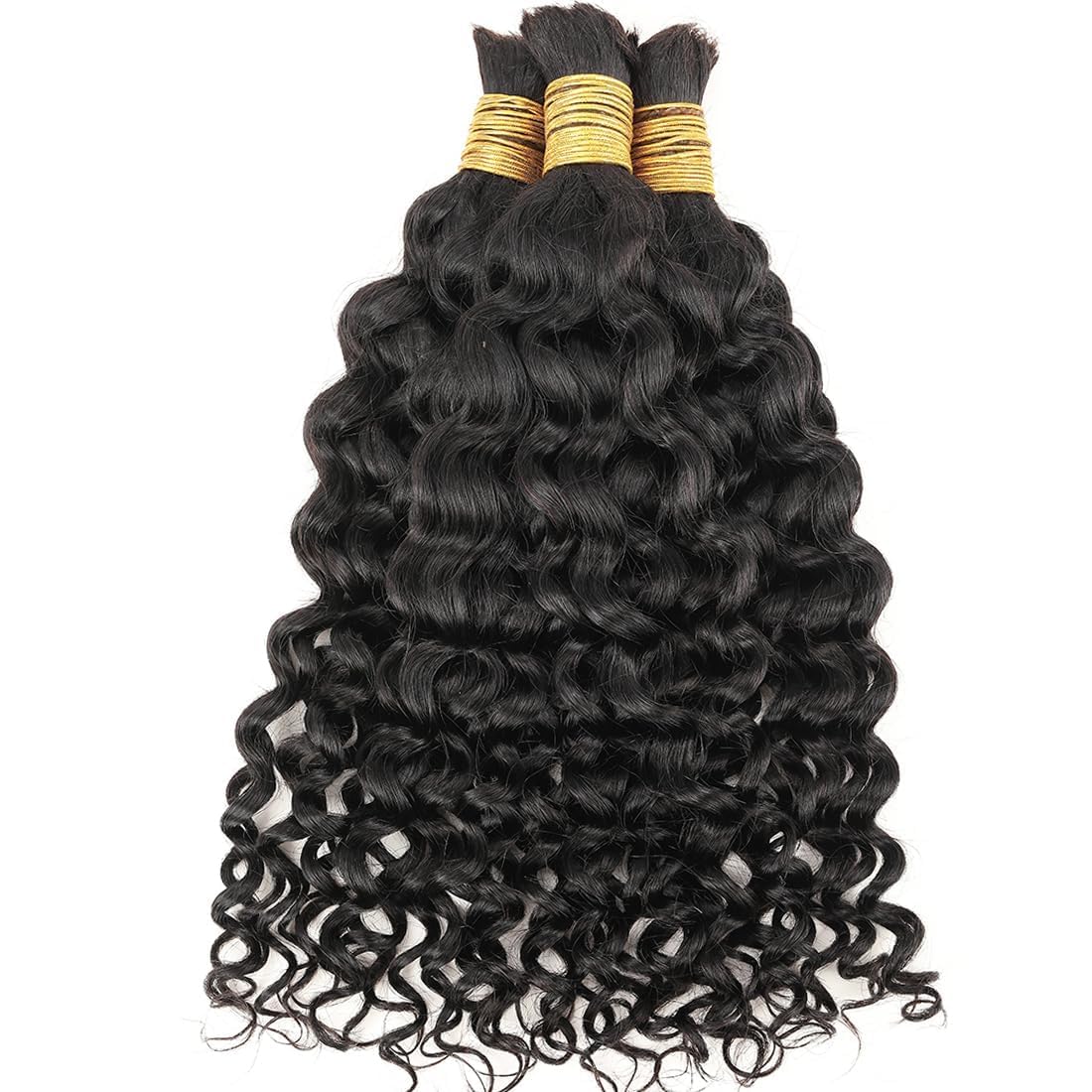 100% Human Hair Boho Braiding Hair - Water Wave Natural Black 100g/Bundle