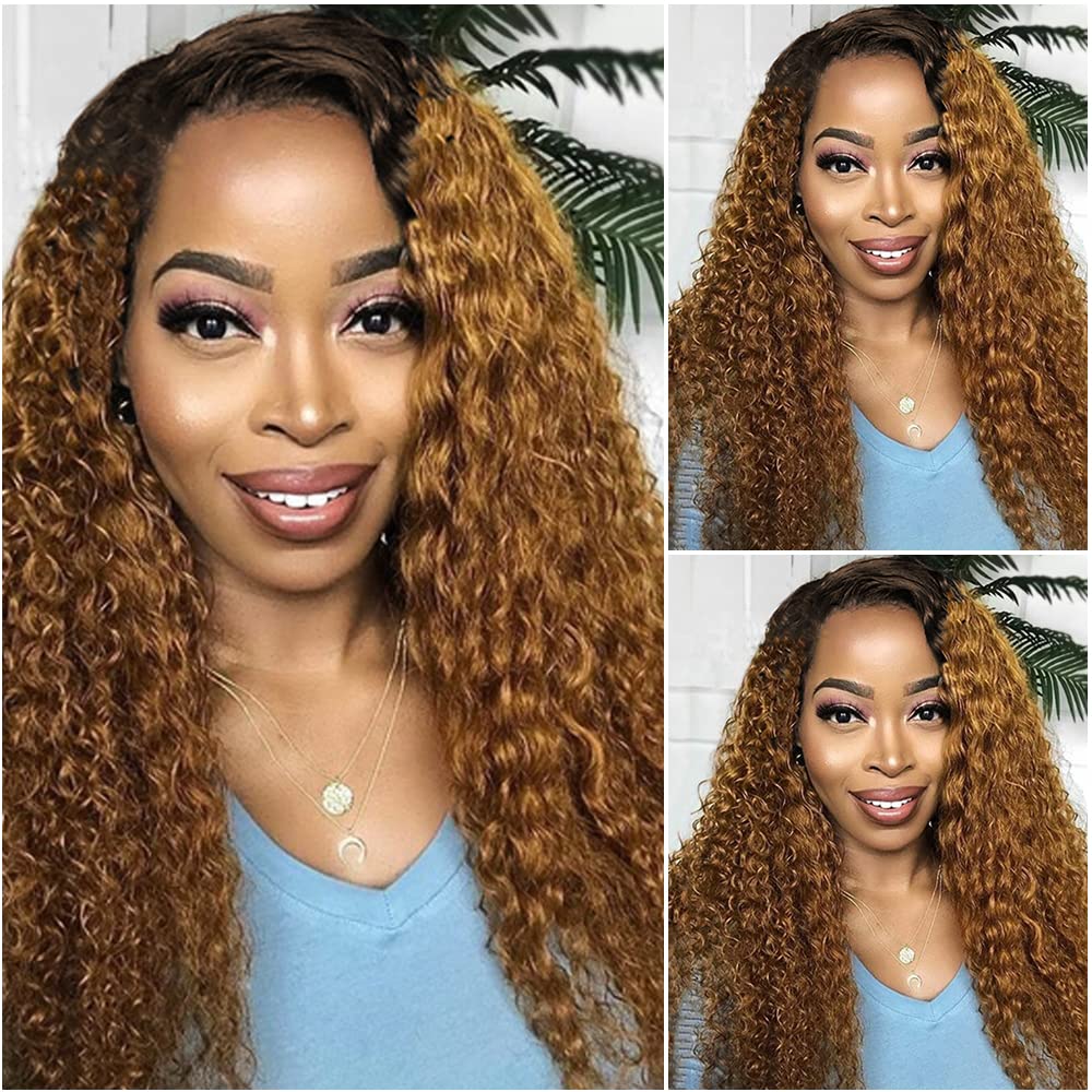 4/30 Jerry Curl 4x4 Lace Closure Wig OMBRE Color  100% Human Hair WIG Virgin Remy Hair