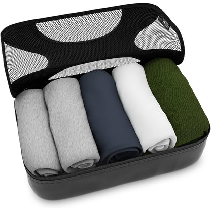 Travel Black Mesh 5 Set Packing Cube Organizers With Laundry Bag (New Style)