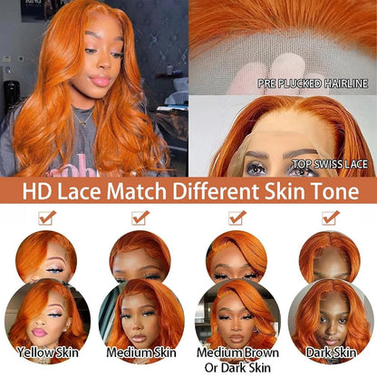 Reddish Brown Body Wave Wig – 13x4 Lace Front #350 180 Density 100% Human Hair