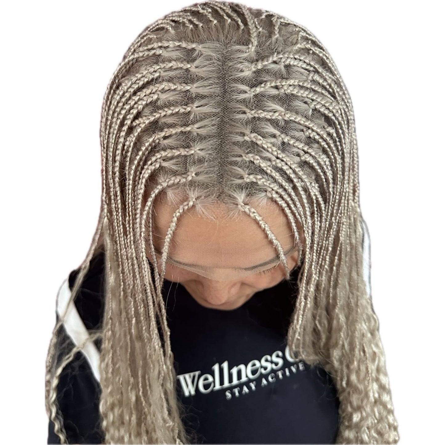 Pre-Order BOHO Braids Wig Full Lace High Quality 100% Human HairBraided Light Weighted Color Silver Gray