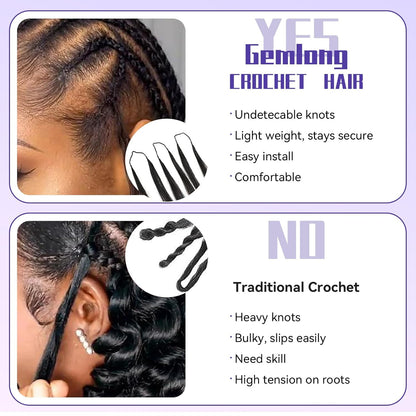 Kinky Straight Crochet 100% Human Hair - Boho Braiding Hair For Miracle Knots (50g/Pack)