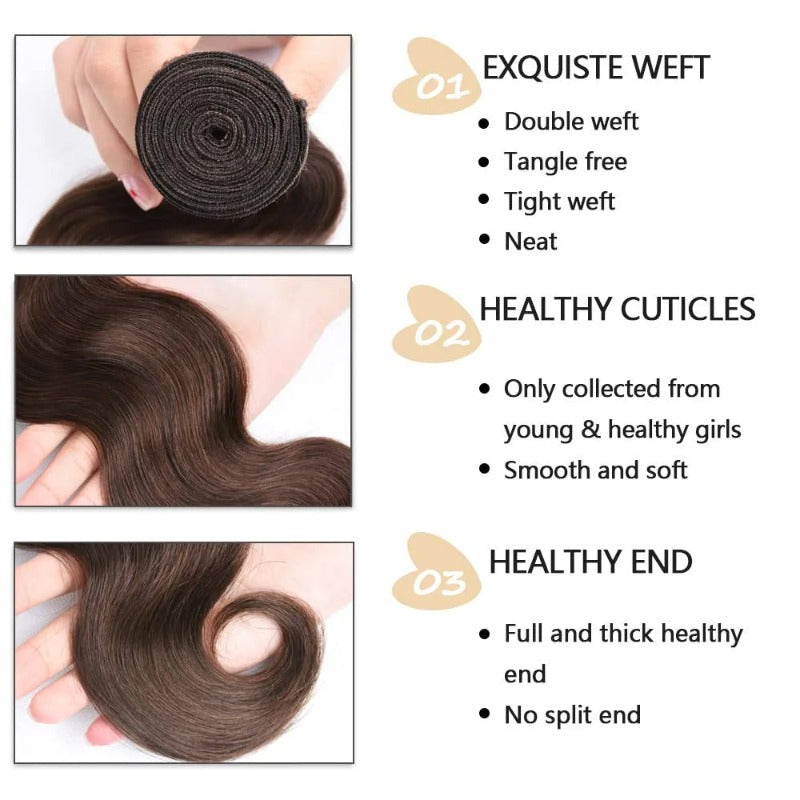 Body Wave Human Hair 3 Bundles With Closure