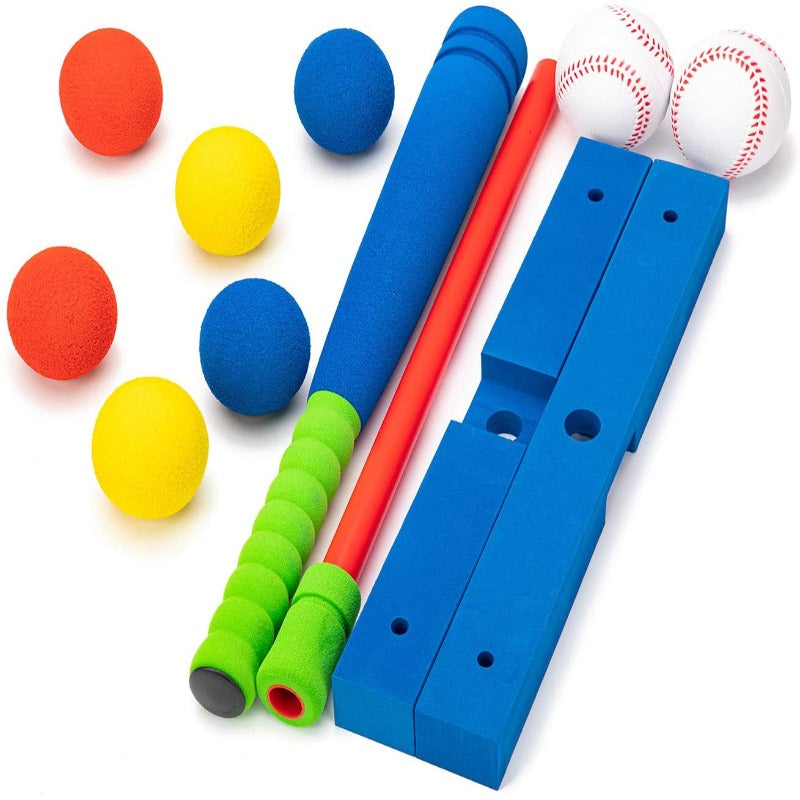 CeleMoon 16.5 Inch Foam T Ball Kids Baseball Softball Bat Set Batting Tee, Blue