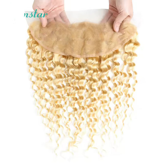 13x6 HD Lace Frontal 613 Blonde Deep Wave 100% Human Hair Swiss Lace, Skin-melt Lace, Invisible Lace – Wider Part