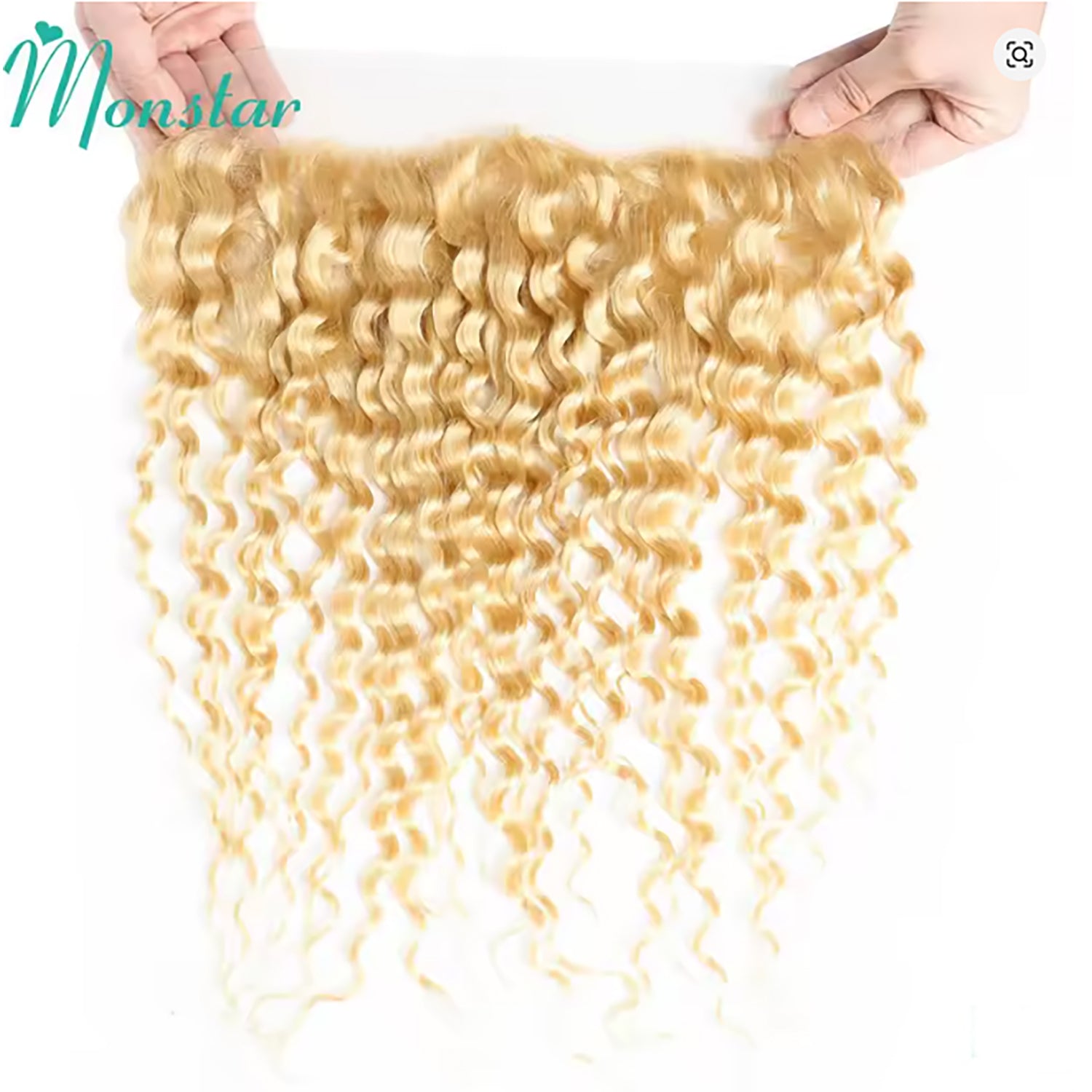Frontal de encaje HD 13x6, onda profunda rubio 613, 100% cabello humano, encaje suizo, encaje de fusión cutánea, encaje invisible – raya más ancha Imagen secundaria del producto