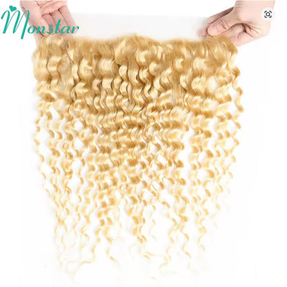 13x6 HD Lace Frontal 613 Blonde Deep Wave 100% Human Hair Swiss Lace, Skin-melt Lace, Invisible Lace – Wider Part