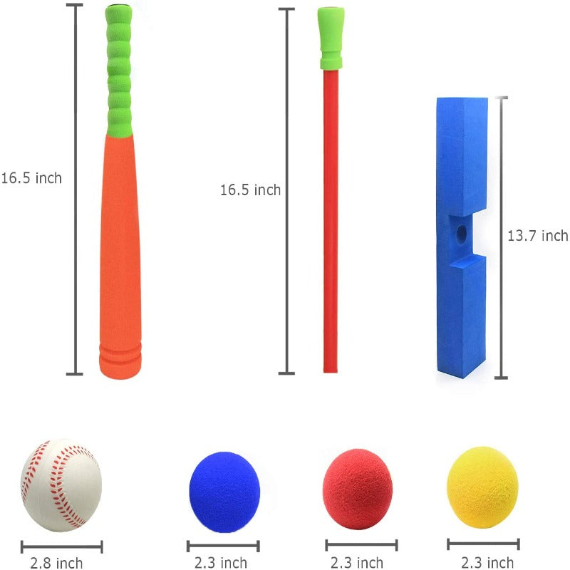 CeleMoon 16.5 Inch Foam T Ball Kids Baseball Softball Bat Set Batting Tee, Blue