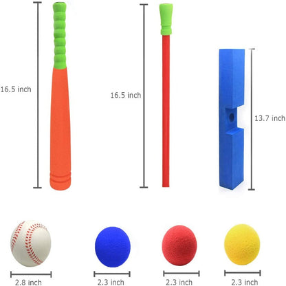 CeleMoon 16.5 Inch Foam T Ball Kids Baseball Softball Bat Set Batting Tee, Blue