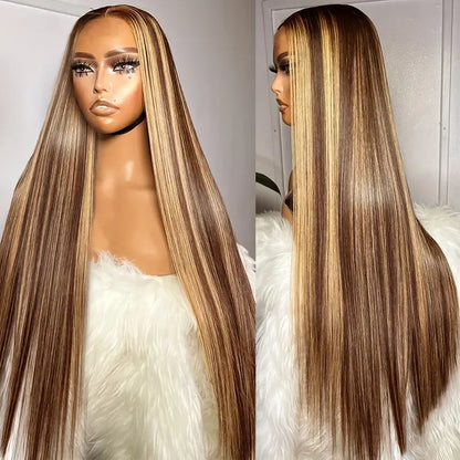 4/27 Highlight Straight Wig – 13x6 HD Lace Full Frontal Up To 42 Inch Human Hair