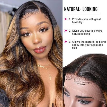 1B/30 Highlight Bounce Body Wave Wig – 13x6 HD Lace Frontal 100% Remy Human Hair