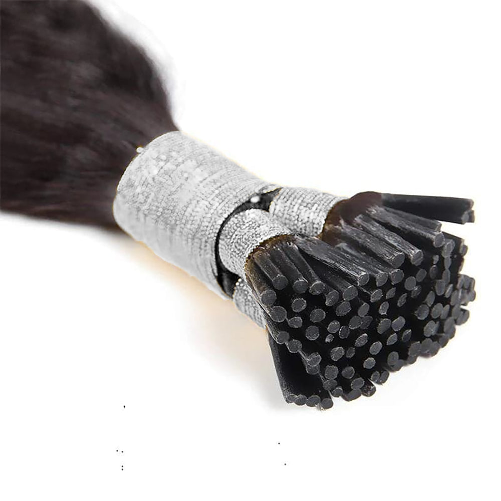 I-tip Double Drawn Hair Extensions Natural Black Straight – 100% Human Hair, Fuller & Thicker, 18"-24"
