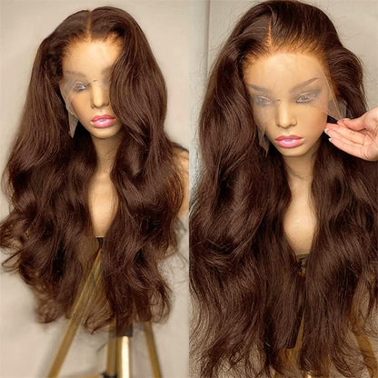 13x4 FULL Lace Frontal Wig  Color #4 Body Wave 100% Human virgin hair Chocolate Brown